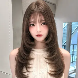 ロング カラー ヘアアレンジ 新宿/レイヤーカット 髪質改善/小顔見せのヘアスタイル
