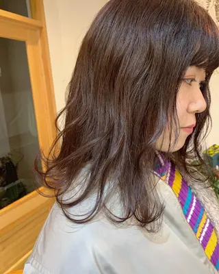 セミロング カラー 名駅🦢大人艶カラー 🪽カミヤアカネのヘアスタイル
