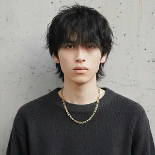 ミディアム パーマ メンズ 北川 晴花のヘアスタイル