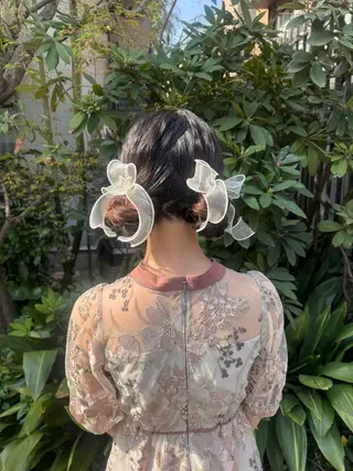 セミロング ヘアアレンジ 🎗️【ヘアセット 美眉】吉川玲🎗️のヘアスタイル