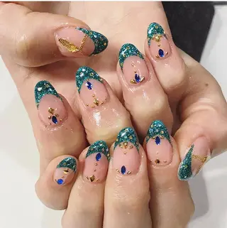 ネイル 渋谷／チップ長さ出し 👑アプレgel-xのネイルデザイン