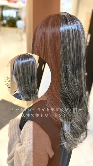 セミロング カラー 縮毛矯正/髪質改善/ 艶髪ササキナツミのヘアスタイル