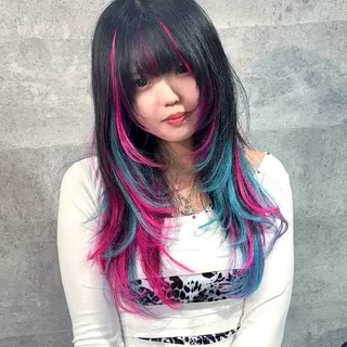 ミディアム カラー エクステ×ブリーチ× 推しカラー🌟Kのヘアスタイル