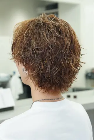 ミディアム カラー パーマ メンズ特化/ツイスパ /波巻き/松本真生のヘアスタイル