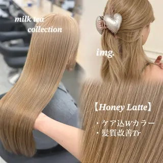 ロング カラー NAMI🤎ブラウン &ミルクティー🤍のヘアスタイル