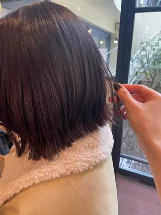 ミディアム カラー ヘアアレンジ 抜け感ボブ×パーマ |kazaneのヘアスタイル