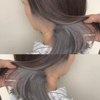 ミディアム カラー ヘアアレンジ ハイライト、レイヤー カット/西梅田/中西のヘアスタイル