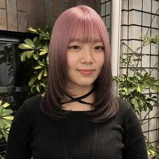 ミディアム ハイトーン/レイヤー カット/TAKEのヘアスタイル