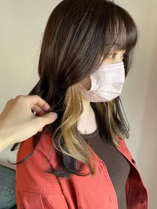 ミディアム カラー 顔まわり/W カラー/リョウのヘアスタイル