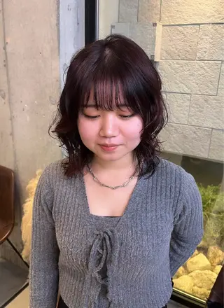 ミディアム カラー パーマ haruka ♡レイヤー/透明感のヘアスタイル