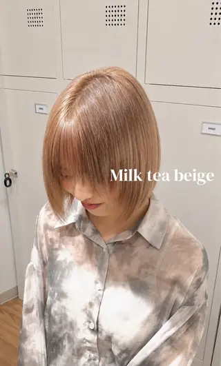 ミディアム 🍒ベージュ×エンド カラー🍒まゆかのヘアスタイル