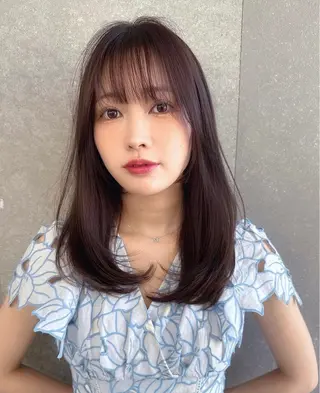 ミディアム カラー みっちー/縮毛矯正/ 艶カラーのヘアスタイル