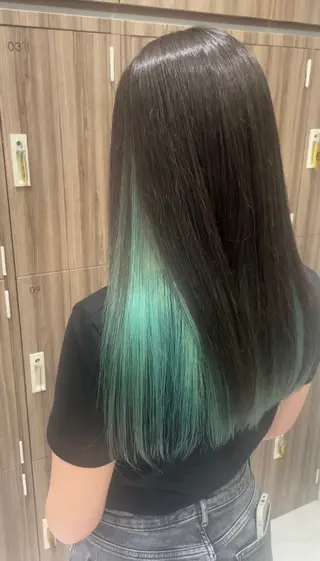セミロング カラー ブリーチ🎨デザイン カラー/れいじ🩶のヘアスタイル