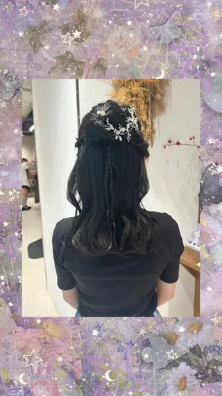 セミロング ゆるふわアレンジ/暖 色カラー/あさひのヘアスタイル