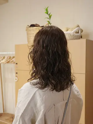 ミディアム カラー パーマ ミディアムパーマ /癖毛パーマのヘアスタイル