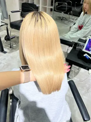 ミディアム 🎀ピンクベージュ/ 梅田/茶屋町🎀のヘアスタイル
