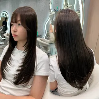 ロング カラー ヘアアレンジ 大宮縮毛矯正🩵 レイヤー 佐藤和のヘアスタイル