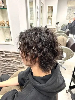 ミディアム パーマ メンズ 💫カットモデル💫 レディース特化/のまのヘアスタイル