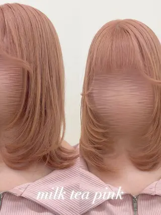 ミディアム カラー 旭岡龍明/ハイトーン /ケアブリーチのヘアスタイル