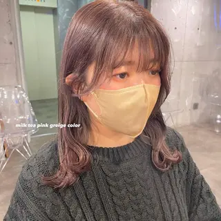 セミロング カラー パーマ ヘアアレンジ メンズ キッズ ネイル マツエク・マツパ アイブロウ 透明感カラー・レイヤ ー🎀amika🎀のヘアスタイル