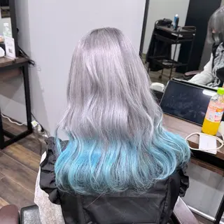 セミロング カラー ✨ブリーチ髪質改善 ✨デザインカラーのヘアスタイル