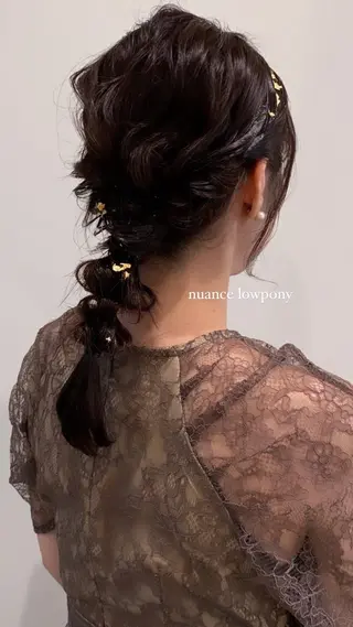 ミディアム ヘアアレンジ 落合希 Olivebeigeのヘアスタイル