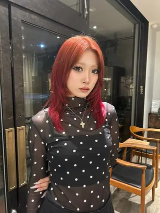 ロング カラー ヘアアレンジ 深田 幸暉のヘアスタイル