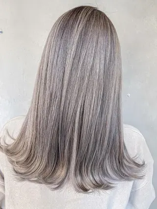 セミロング カラー パーマ ヘアアレンジ バレイヤージュ 藤沢 髪質改善 竹内ケンゴのヘアスタイル