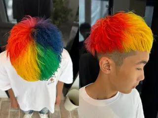 ショート メンズ ヘアカラー&縮毛矯正 STAR☆RIVERのヘアスタイル