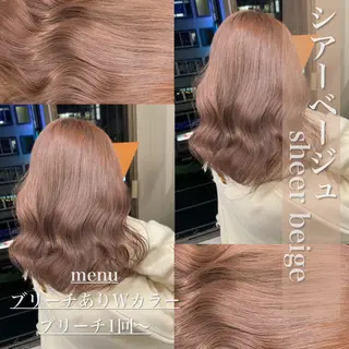 セミロング カラー 抜け感レイヤー︴ ニュアンスカラーのヘアスタイル