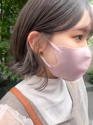ミディアム カラー 顔周りカット 【オノザワリョウ】のヘアスタイル