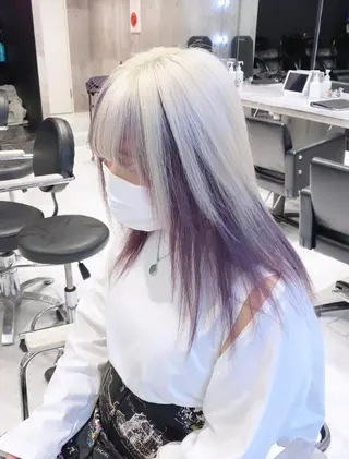 ロング カラー パーマ ヘアアレンジ メンズ キッズ ネイル マツエク・マツパ アイブロウ 🎀ハイトーンNo .1🩵NaGiSaのヘアスタイル