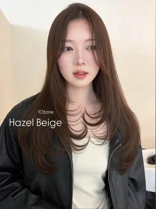 ロング カラー ヘアアレンジ 透け感ベージュ🤎 韓国ヘアtakutoのヘアスタイル