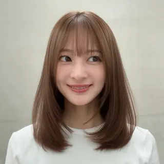 ミディアム カラー レイヤー🐑髪質改善 顔周りカット/みきとのヘアスタイル