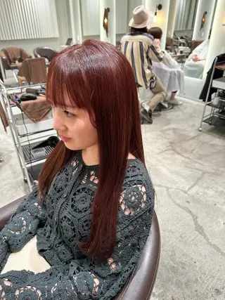 ミディアム カラー 髪質改善ストレート 中林優太のヘアスタイル