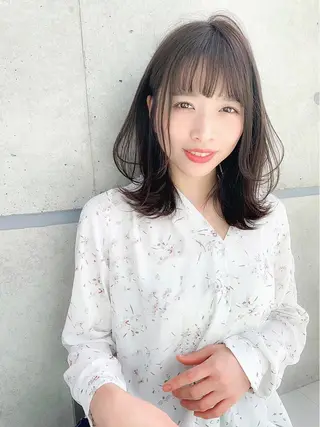 セミロング カラー ヘアアレンジ マツエク・マツパ 🥞ベージュ系カラー 【すずきりほ】🥞のヘアスタイル