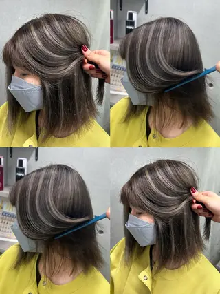 セミロング ブリーチ🐰インナー ♡ハイライト♡綾🐰のヘアスタイル