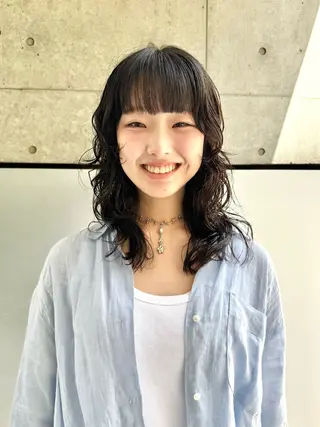 ミディアム パーマ デジタルパーマ 🌀ボブ　萩原　龍のヘアスタイル