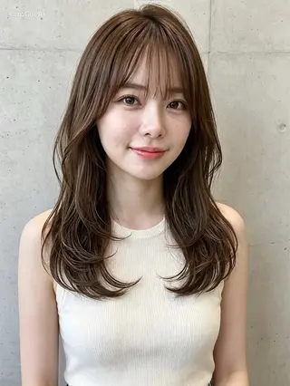 セミロング 神戸/karina /レイヤー/顔まわりのヘアスタイル