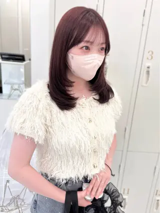 ミディアム カラー 盛れる顔周り🤍渋谷 Risa🎀のヘアスタイル