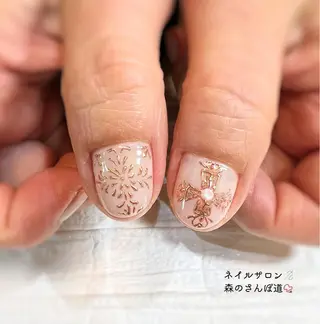 ネイル ショートネイル 森のさんぽ道のネイルデザイン