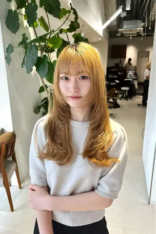 ロング カラー レイヤー/ブラウン カラー/パーマのヘアスタイル