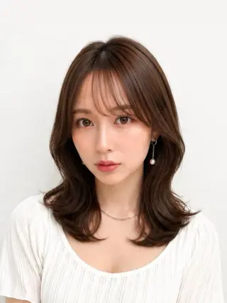 ミディアム 🧡くびれヘア/前髪 顔周り🧡久原結衣のヘアスタイル