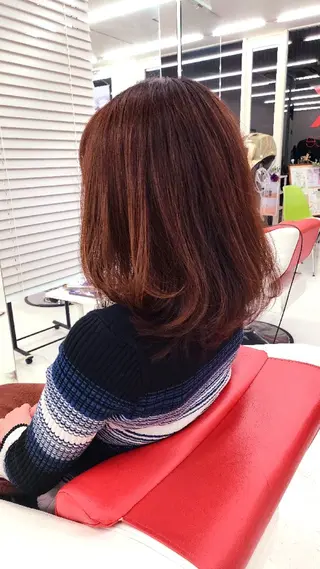 ミディアム パーマ カラー 長谷川 敏輝のヘアスタイル