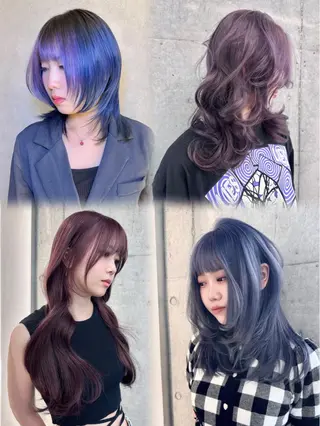 セミロング カラー ❤️ハイトーンカラー QIN🤍のヘアスタイル