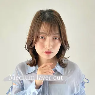 ミディアム ツヤ髪/透け感ヘア 💎Nokaのヘアスタイル