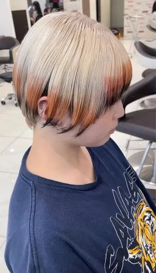 ショート カラー ブリーチ🎨デザイン カラー/れいじ🩶のヘアスタイル