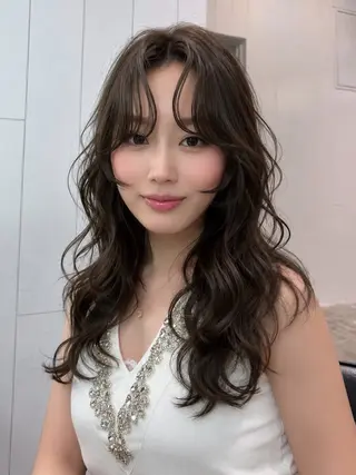 セミロング パーマ パーマ/ブリーチ 縮毛矯正/池袋ももなのヘアスタイル