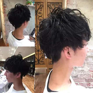 ショート カラー パーマ メンズ Soleria 田中慎一のヘアスタイル