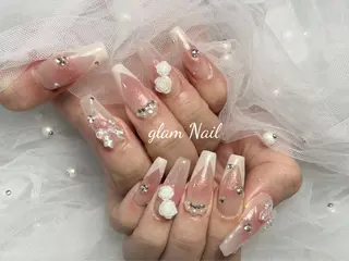 ネイル エツメ💅 長さ出し🎀デザインのネイルデザイン
